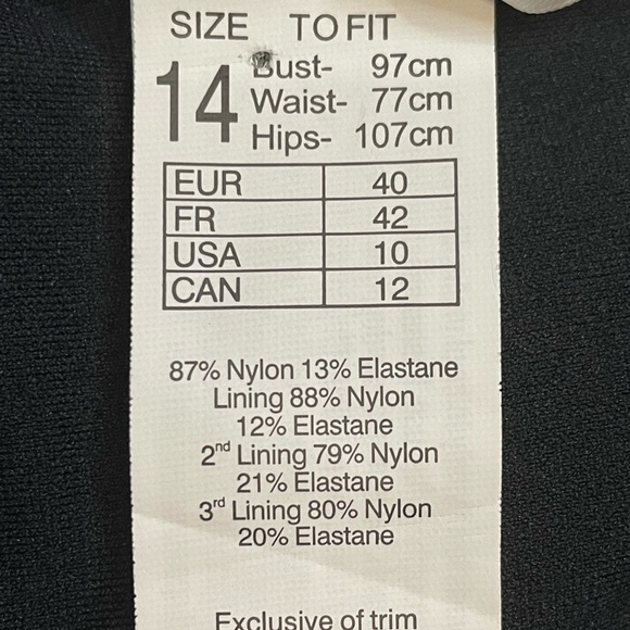 NWT! SEAFOLLY Black One Pice  Adjustable Straps Swimsuit SIZE 10 - Picture 10 of 10